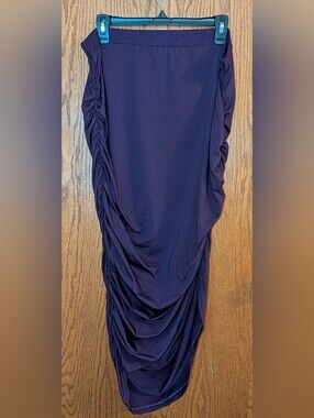 Ruched Asymmetrical Maxi Skirt in Purple